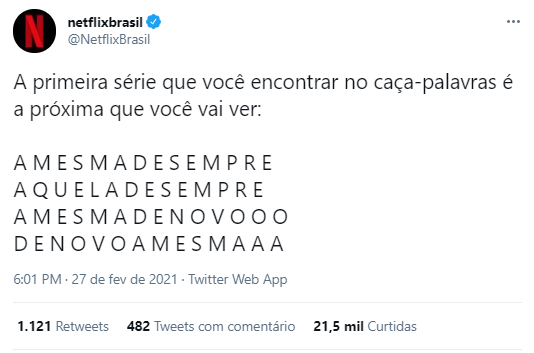 Exemplo de tom de voz da marca: Netflix