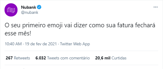 Exemplo de tom de voz da marca: Nubank