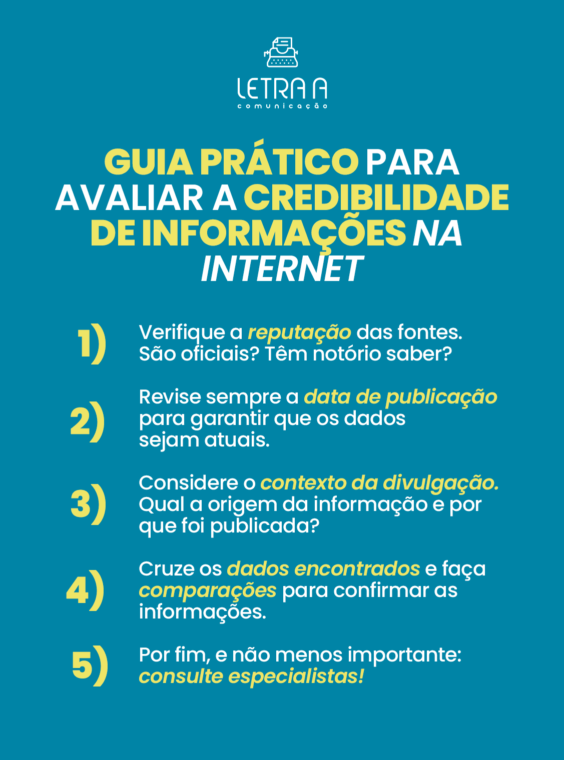 Nesta imagem, você vai encontrar dicas simples para avaliar a credibilidade de informações na internet e como a curadoria de conteúdo pode ser uma aliada neste desafio.
